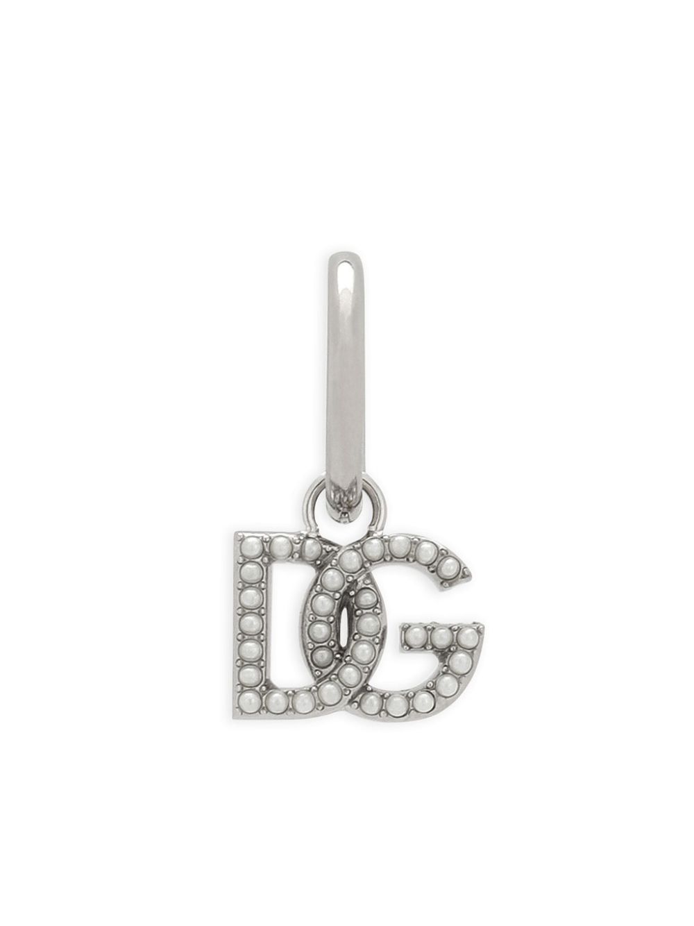 logo-pendant pearl-embellished earring