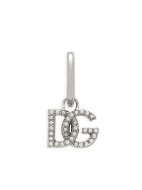Dolce & Gabbana logo-pendant pearl-embellished earring