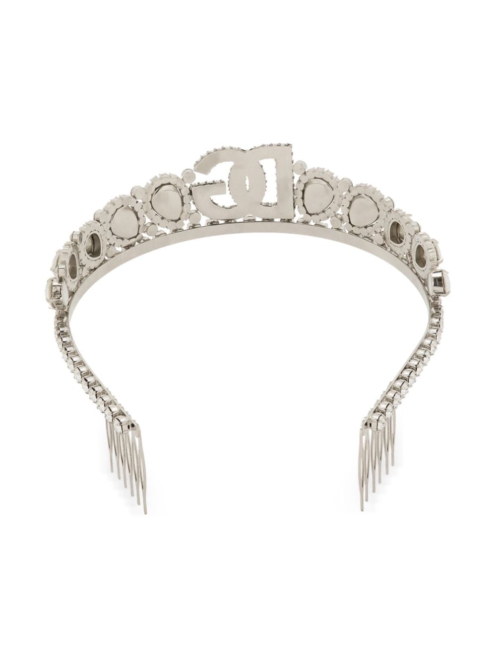 Shop Dolce & Gabbana Crystal-embellished Tiara Headband In Silver