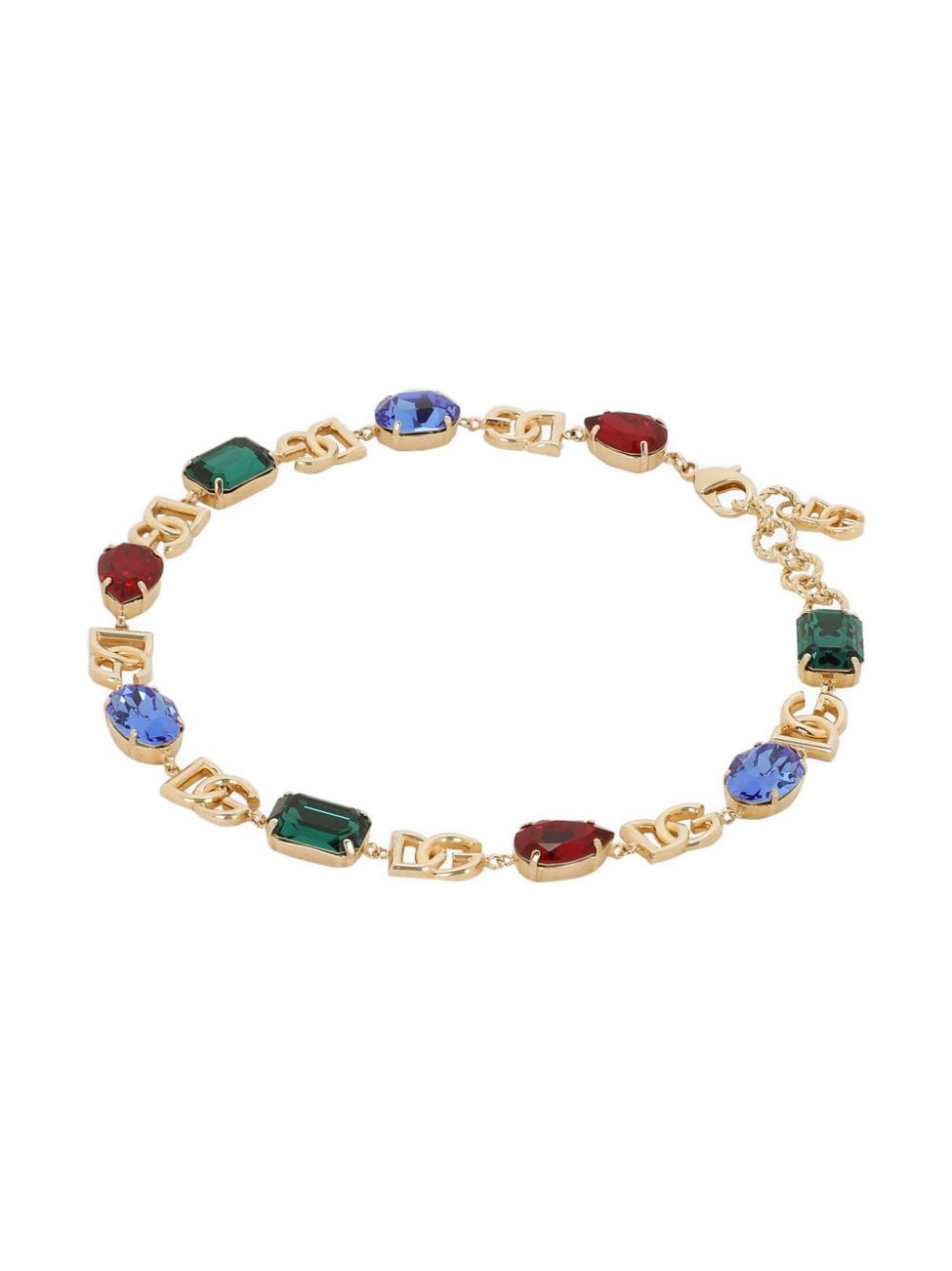 Shop Dolce & Gabbana Logo-plaque Crystal-embellished Necklace In Gold