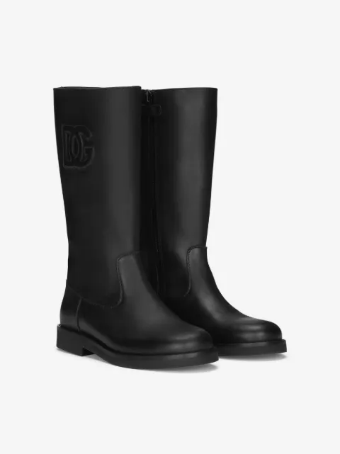 Dolce & Gabbana Kids logo-prægede sandaler i læder