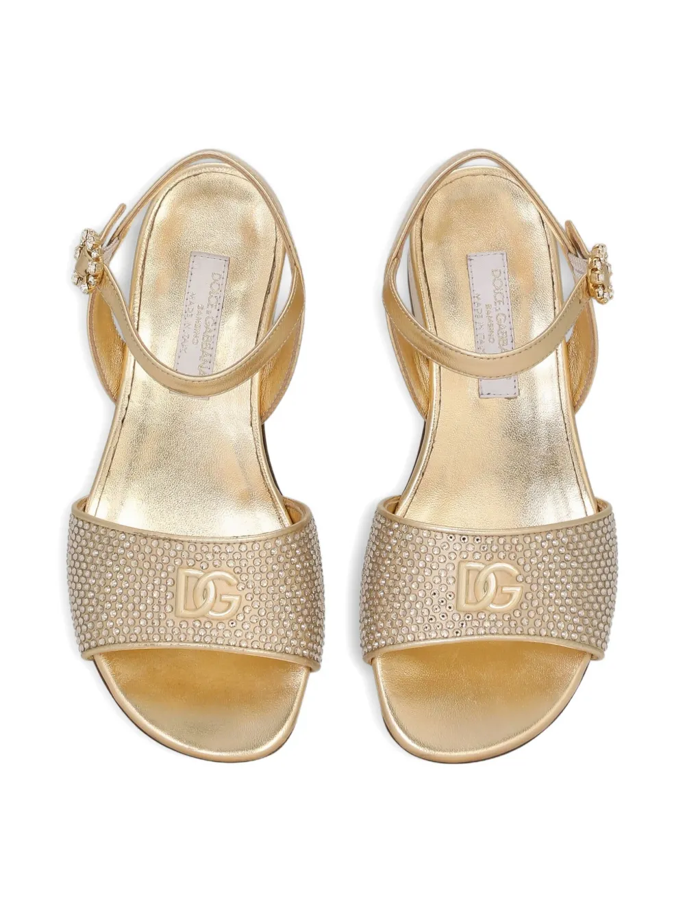Dolce & Gabbana Kids Sandalen verfraaid met kristallen en gesp Goud