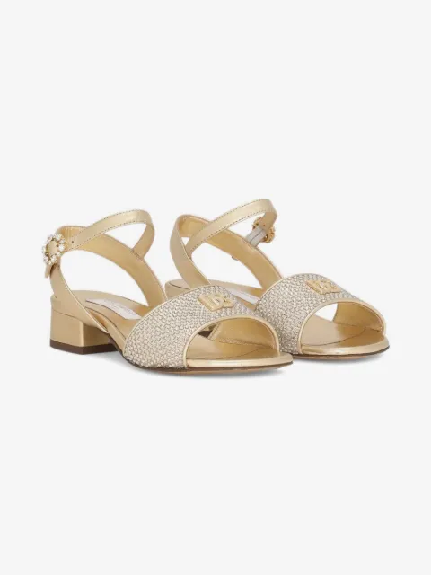 Dolce & Gabbana Kids sandaler med krystal-udsmykning og spænde