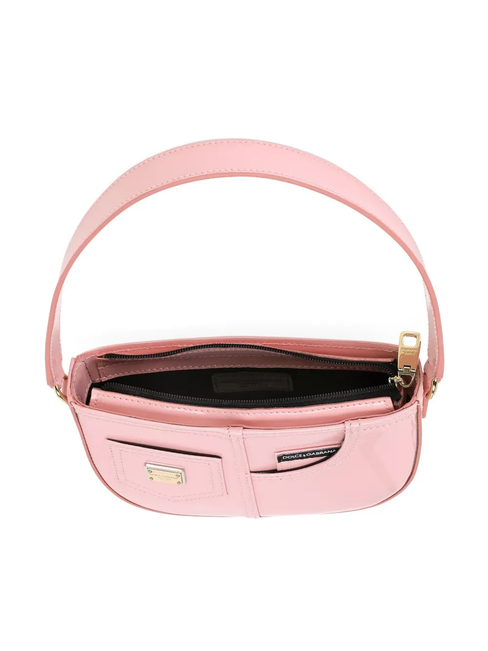 Shop Dolce & Gabbana Patent-finish Leather Shoulder Bag In Pink