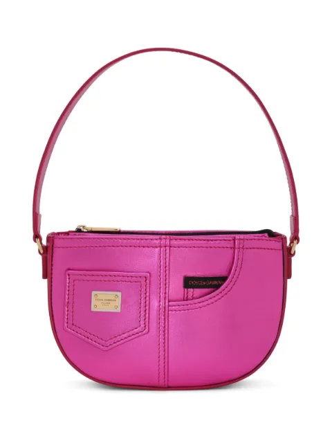 Dolce & Gabbana Kids logo-plaque patent-leather shoulder bag