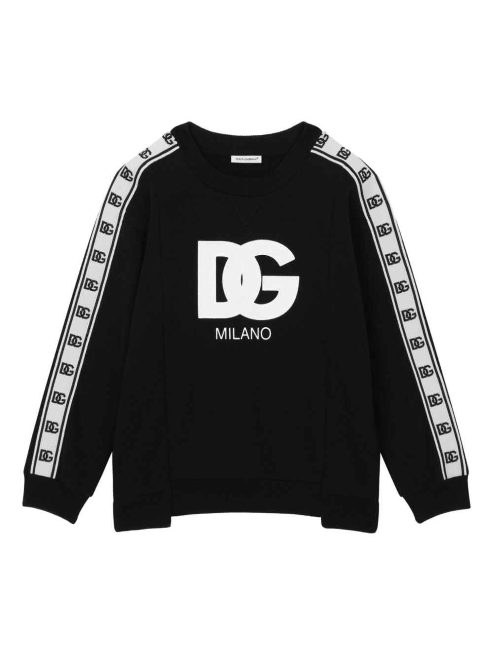 Shop Dolce & Gabbana Logo-embossed Stripe-detail Sweatshirt In Black