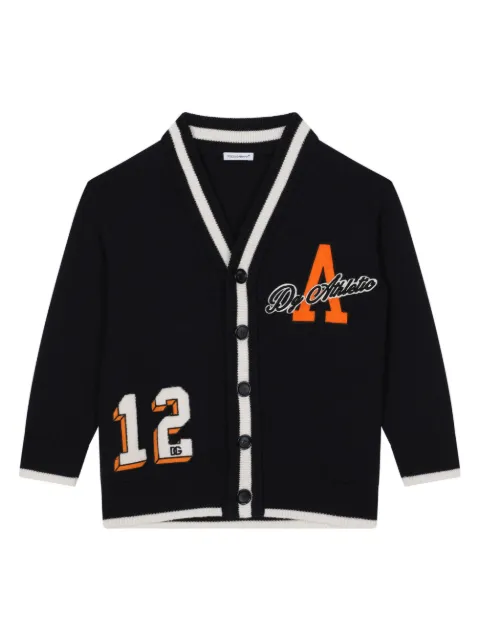 Dolce & Gabbana Kids varsity-patch wool cardigan