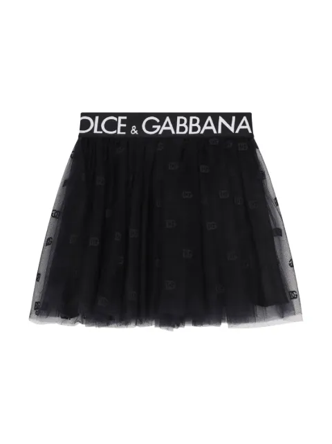 Dolce & Gabbana Kids logo-waistband tulle skirt