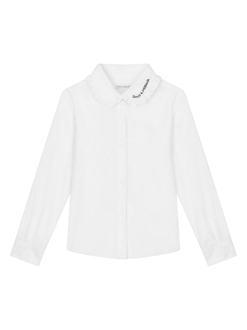 Dolce & Gabbana Kids' Logo-embroidered Long-sleeve Shirt In White