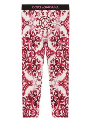 Dolce & Gabbana Kids' Girls Meadow-print Interlock Leggings In
