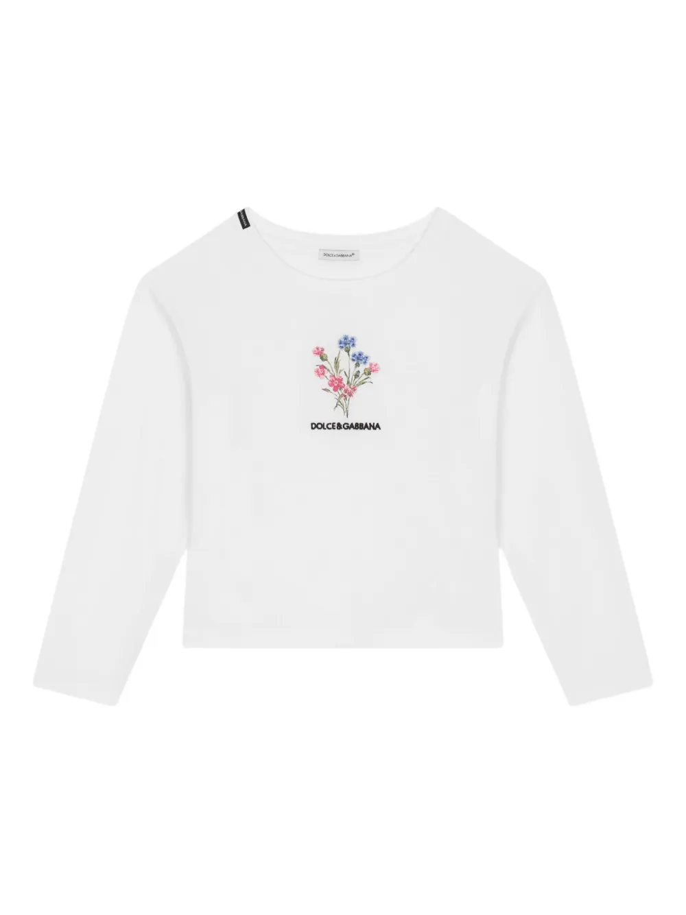 Dolce & Gabbana Kids floral-embroidered long-sleeve T-shirt | White | Image 1