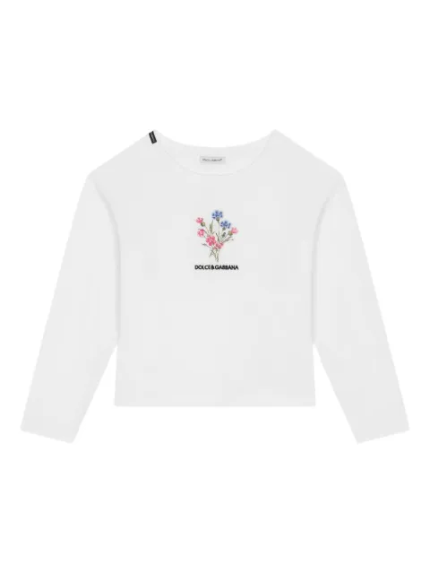 Dolce & Gabbana Kids floral-embroidered long-sleeve T-shirt
