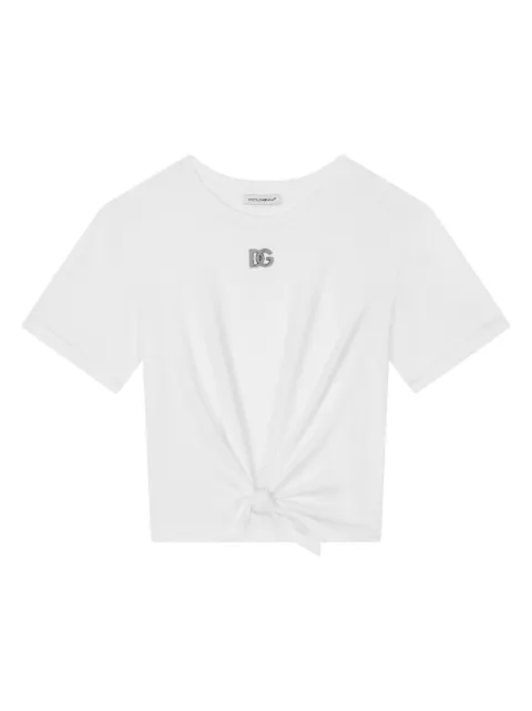 Dolce & Gabbana Kids logo-plaque knotted T-shirt
