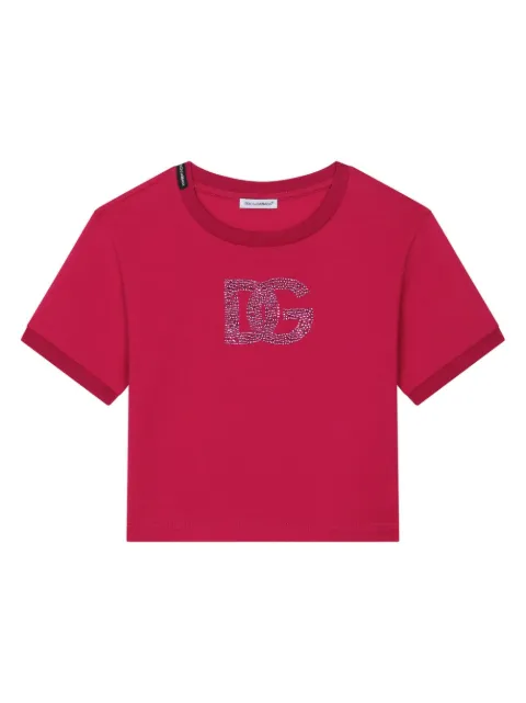 Dolce & Gabbana Kids rhinestone-logo cotton T-shirt