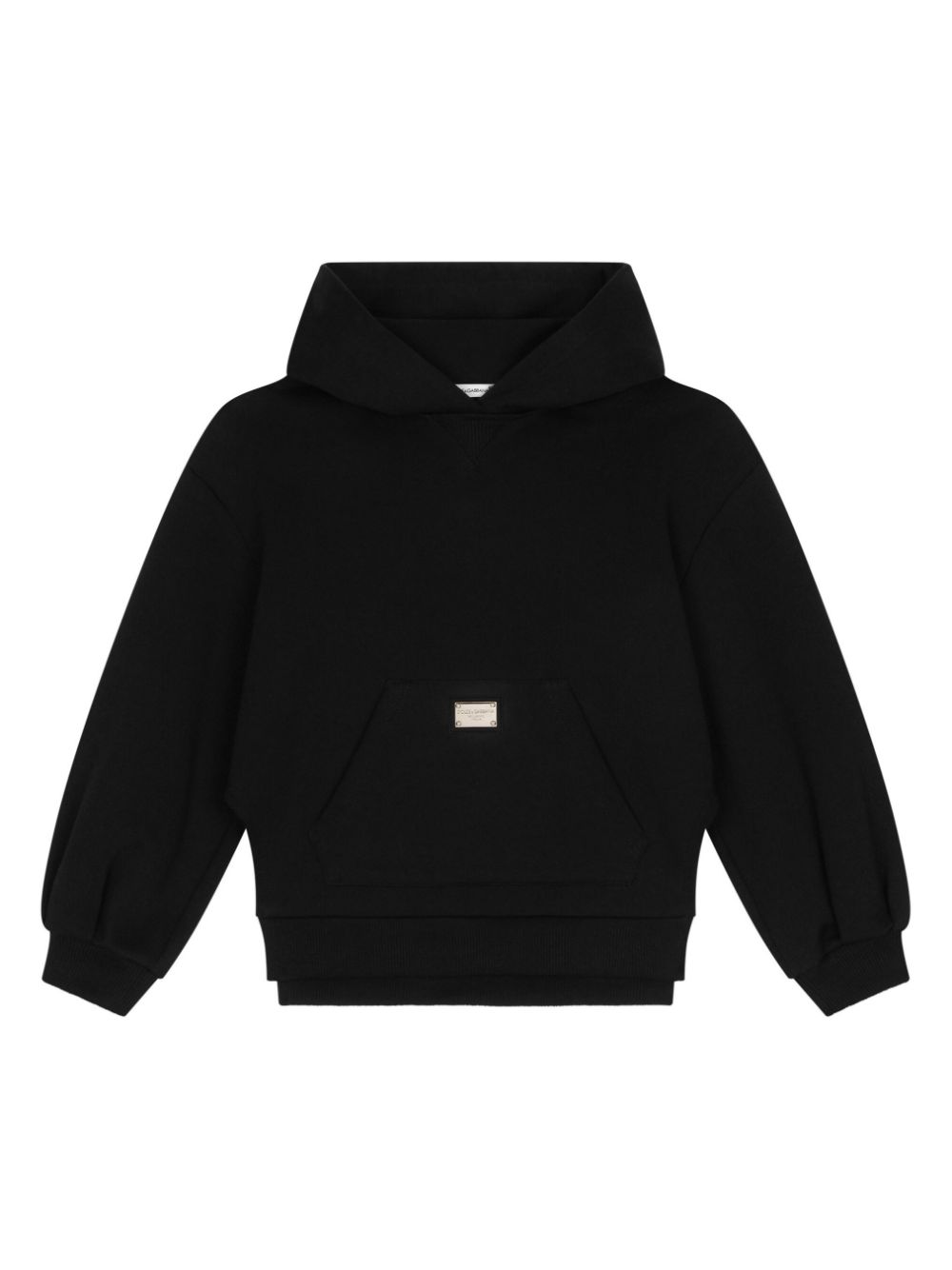 Dolce & Gabbana Kids logo-plaque cotton hoodie - Black