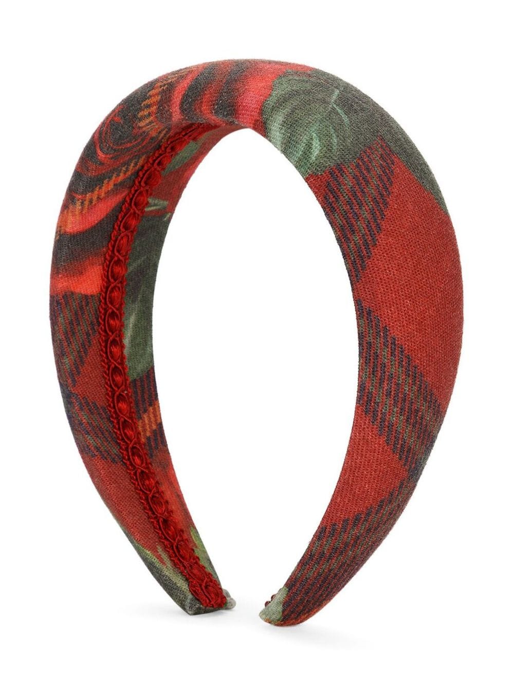 Shop Dolce & Gabbana Rose-print Flannel Headband In Red