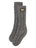 Dolce & Gabbana Kids cable-knit logo-plaque socks - Grey