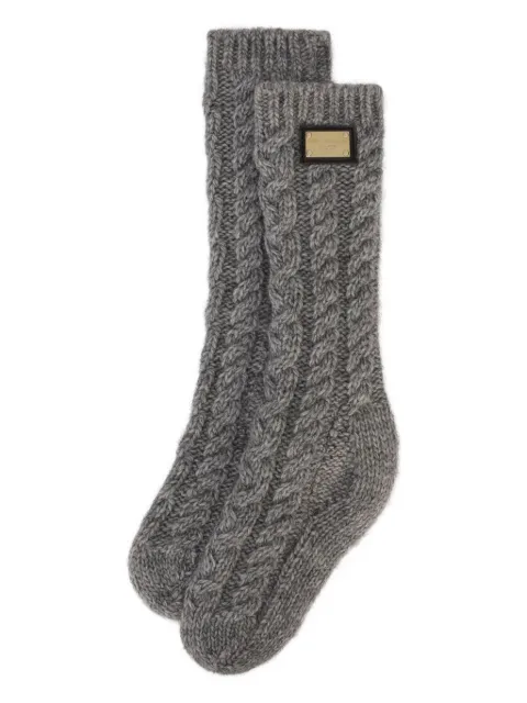Dolce & Gabbana Kids cable-knit logo-plaque socks