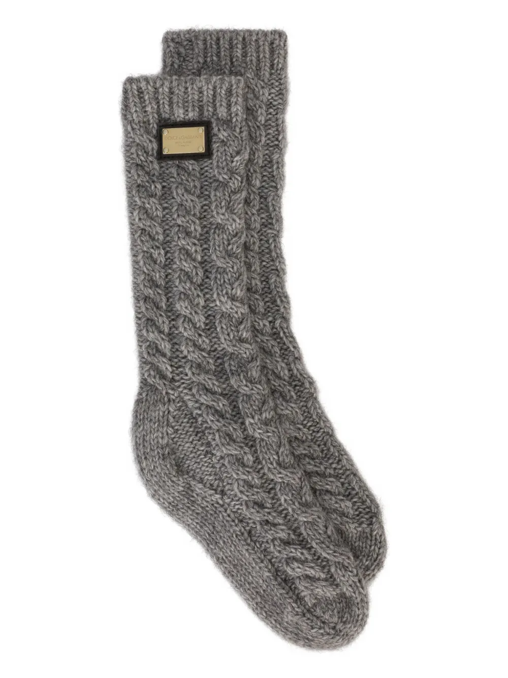 Dolce & Gabbana Kids cable-knit logo-plaque socks | Girls Clothing | Image 2