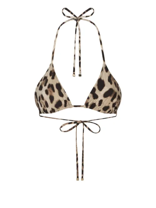 Haut de bikini triangle à imprimé léopard - Dolce & Gabbana - Modalova