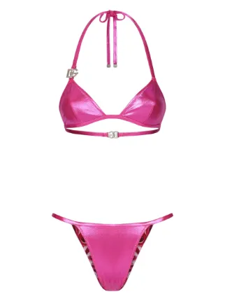 Dolce & Gabbana DG-logo high-shine Bikini Set | Pink | FARFETCH