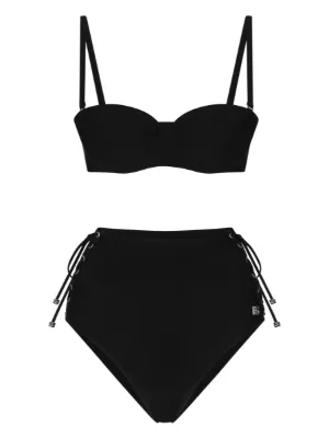 Dolce & Gabbana rhinestone-embellished Crossover Bikini | Black