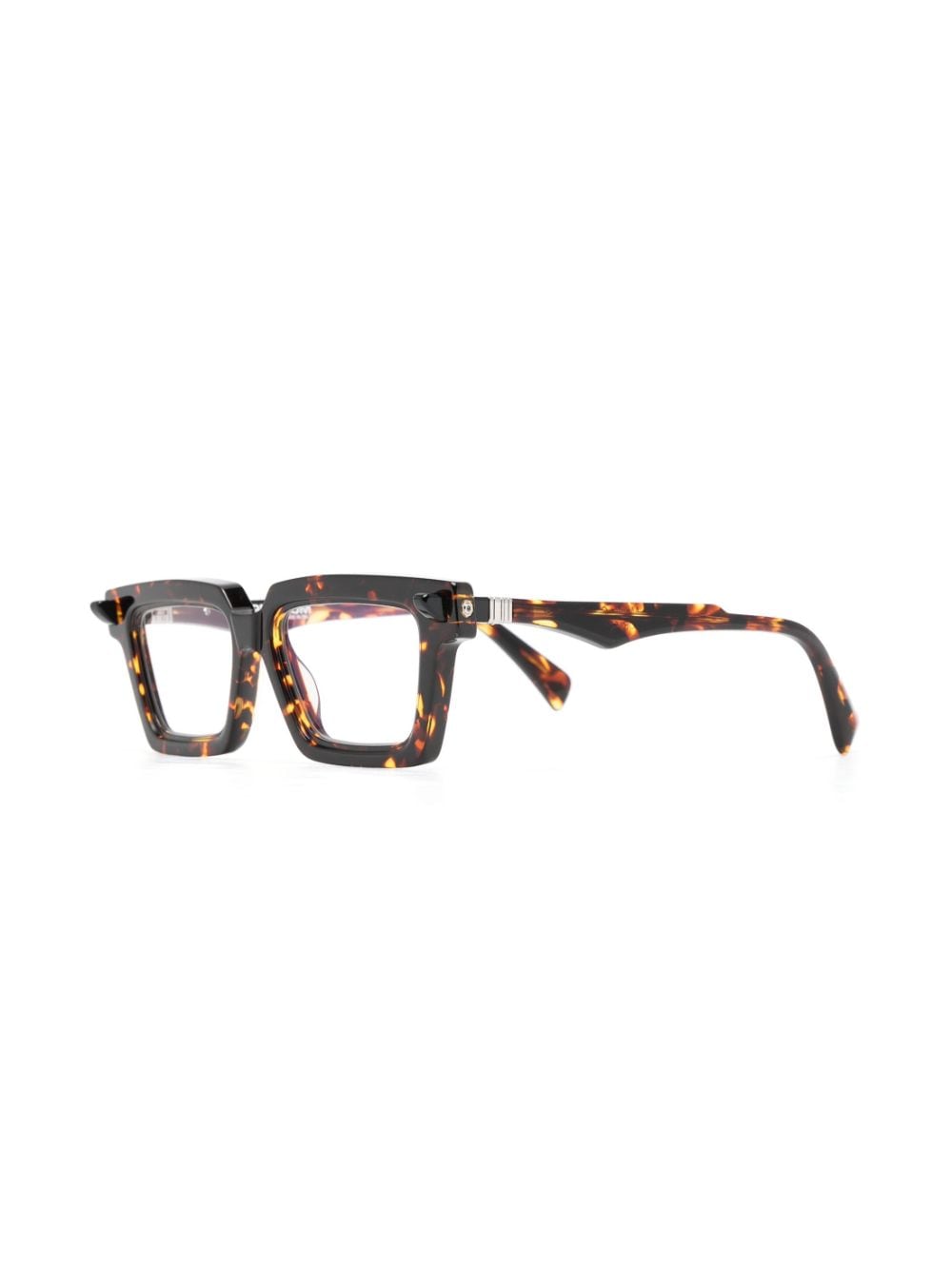 Shop Kuboraum Logo-print Rectangle-frame Glasses In Brown