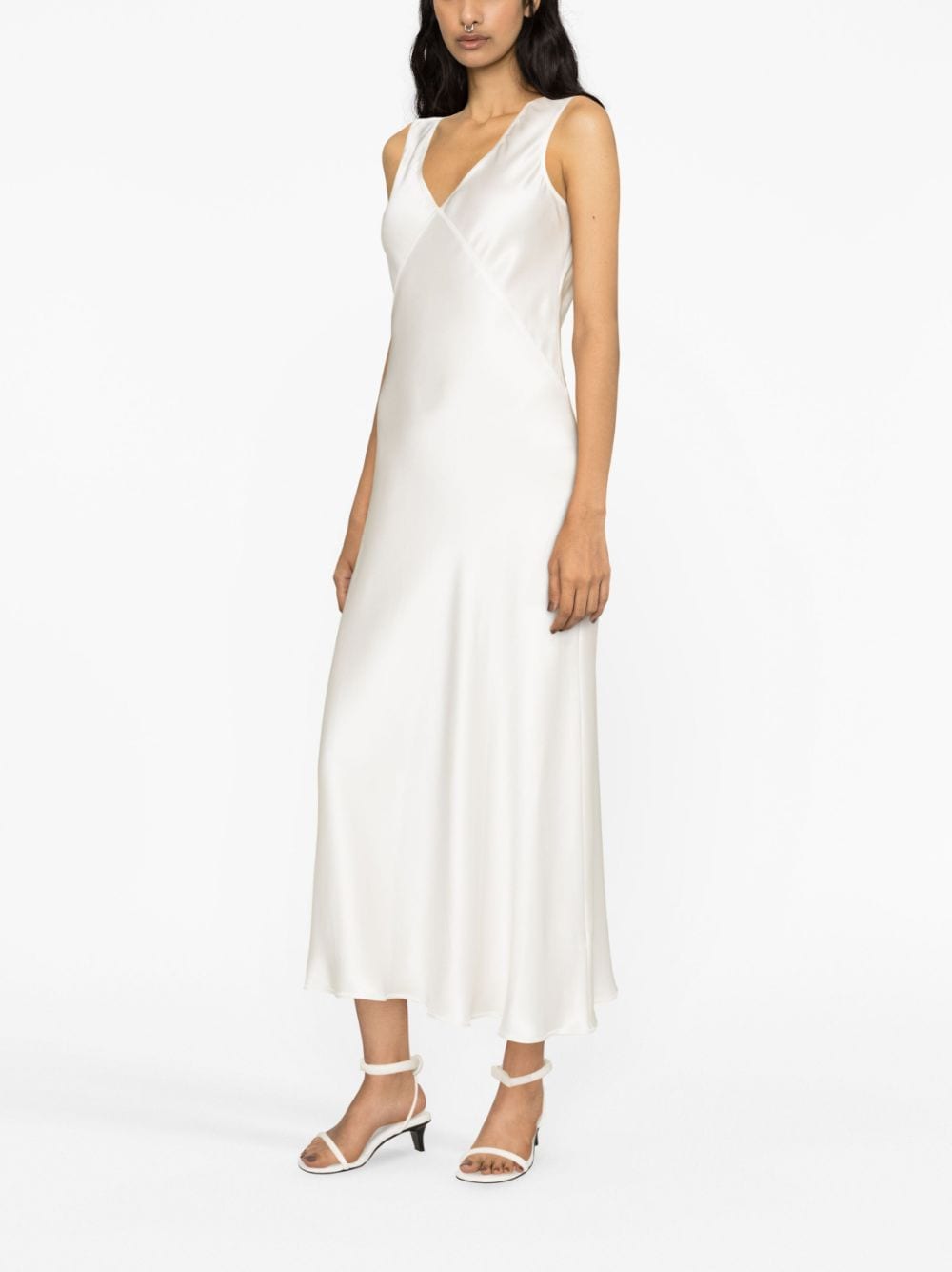 Shop Asceno Bordeaux Silk Slip Dress In White