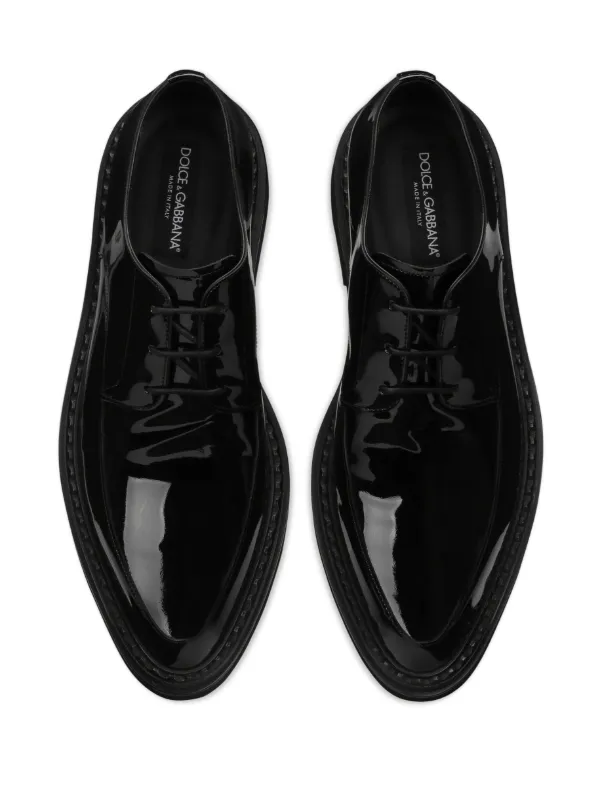 Dolce & Gabbana Paint Leather Derby Shoes | Black | FARFETCH