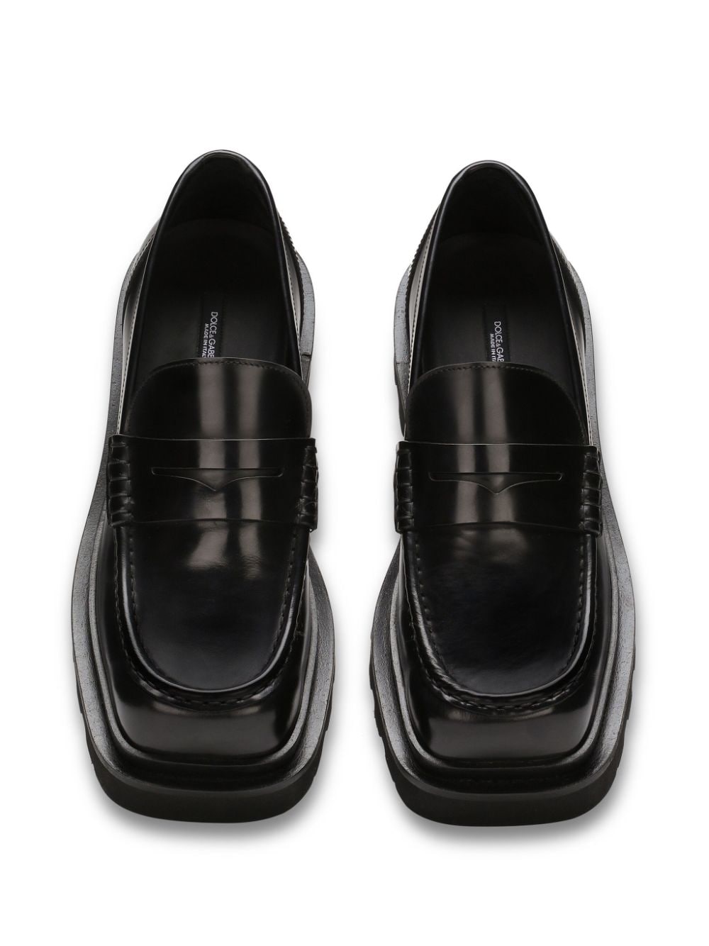 Shop Dolce & Gabbana Penny-slot Leather Loafers In Black