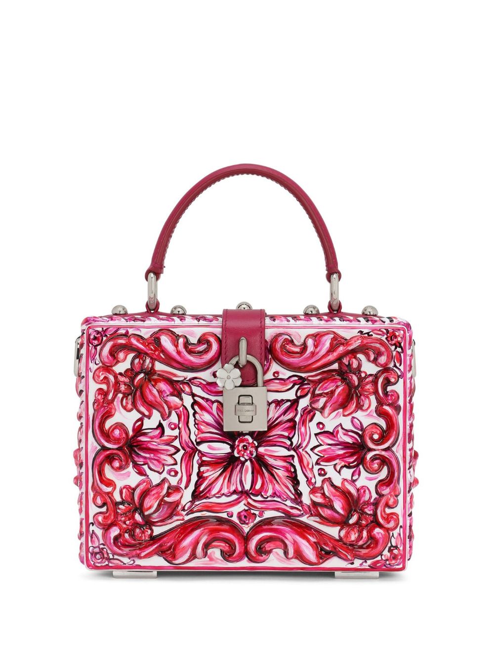 Dolce Gabbana Dolce Box Majolica print Shoulder Bag Pink FARFETCH UK