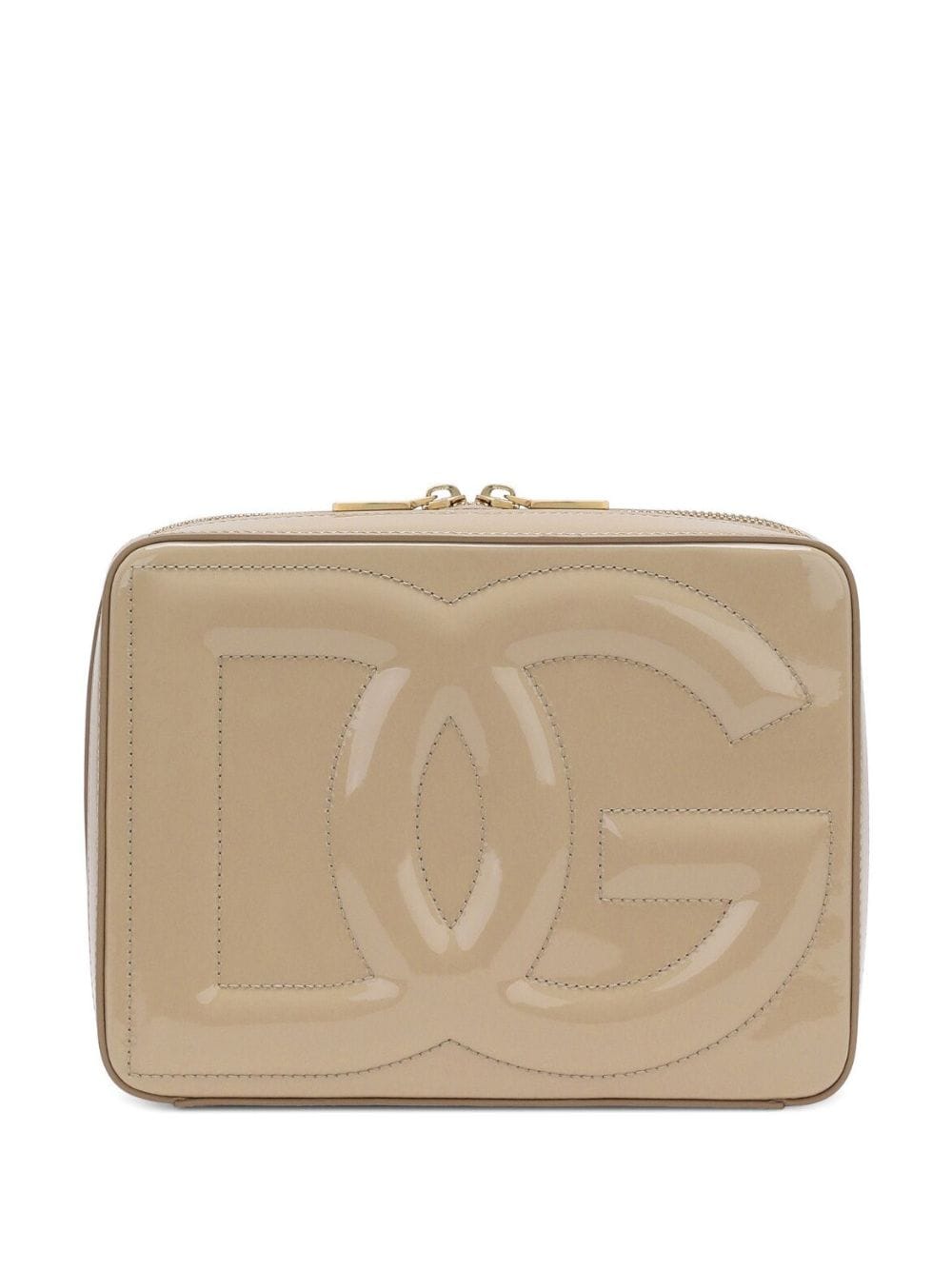 Dolce & Gabbana Dg Logo Patent Leather Camera Bag In Neutrals