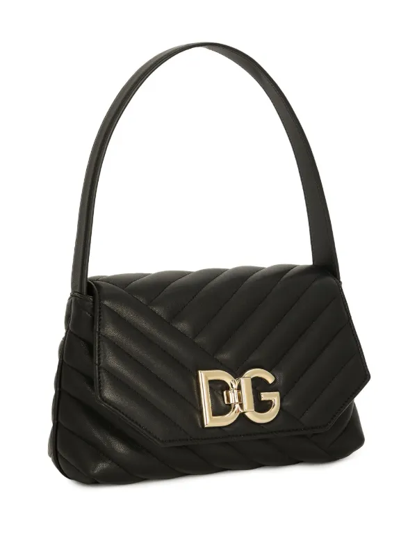 Dolce & Gabbana☆ロゴバックルのパッド入りレザーバッグ Dolce & Gabbana ロゴバックル レザーバッグ | ブラック