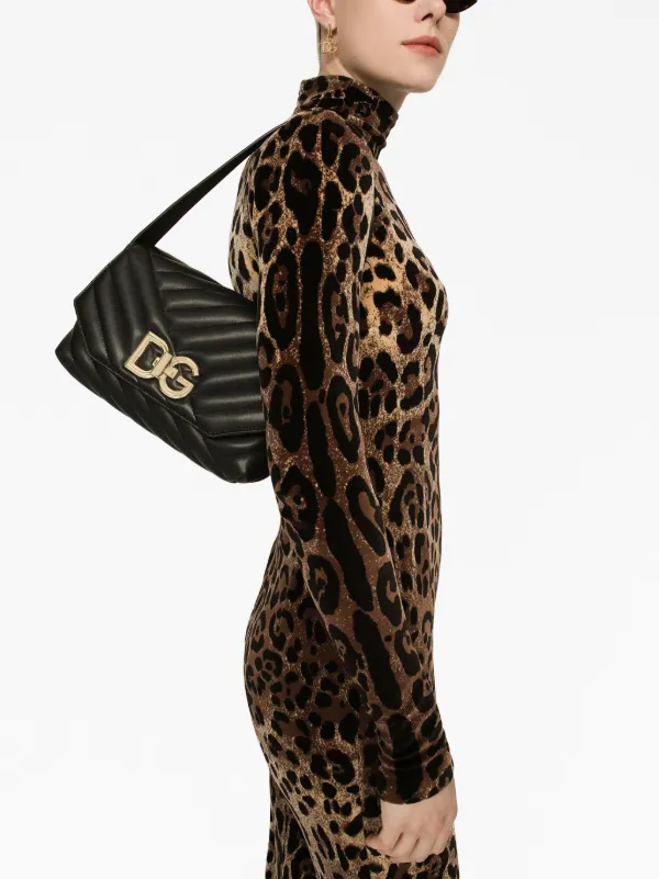 Dolce & Gabbana☆ロゴバックルのパッド入りレザーバッグ Dolce & Gabbana ロゴバックル レザーバッグ | ブラック