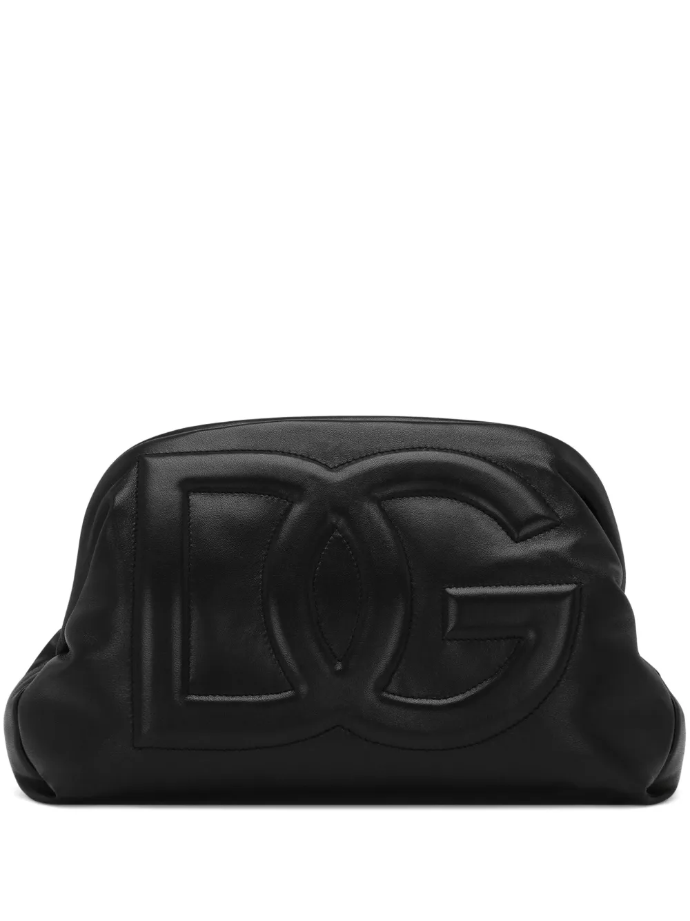 logo-embossed leather clutch