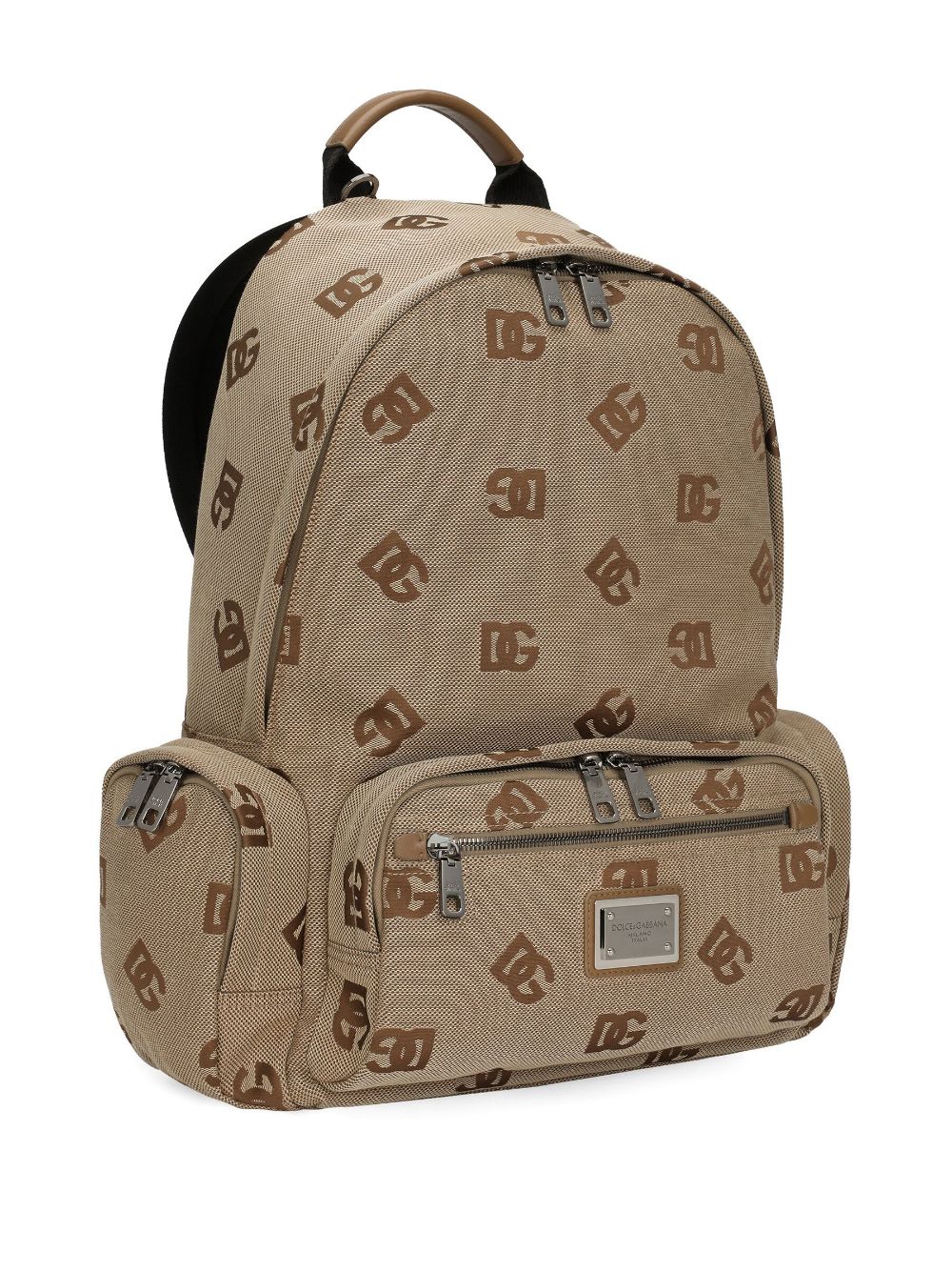Shop Dolce & Gabbana Logo-print Zipped Backpack In Neutrals