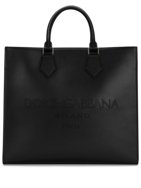 Dolce & Gabbana logo-debossed leather tote bag