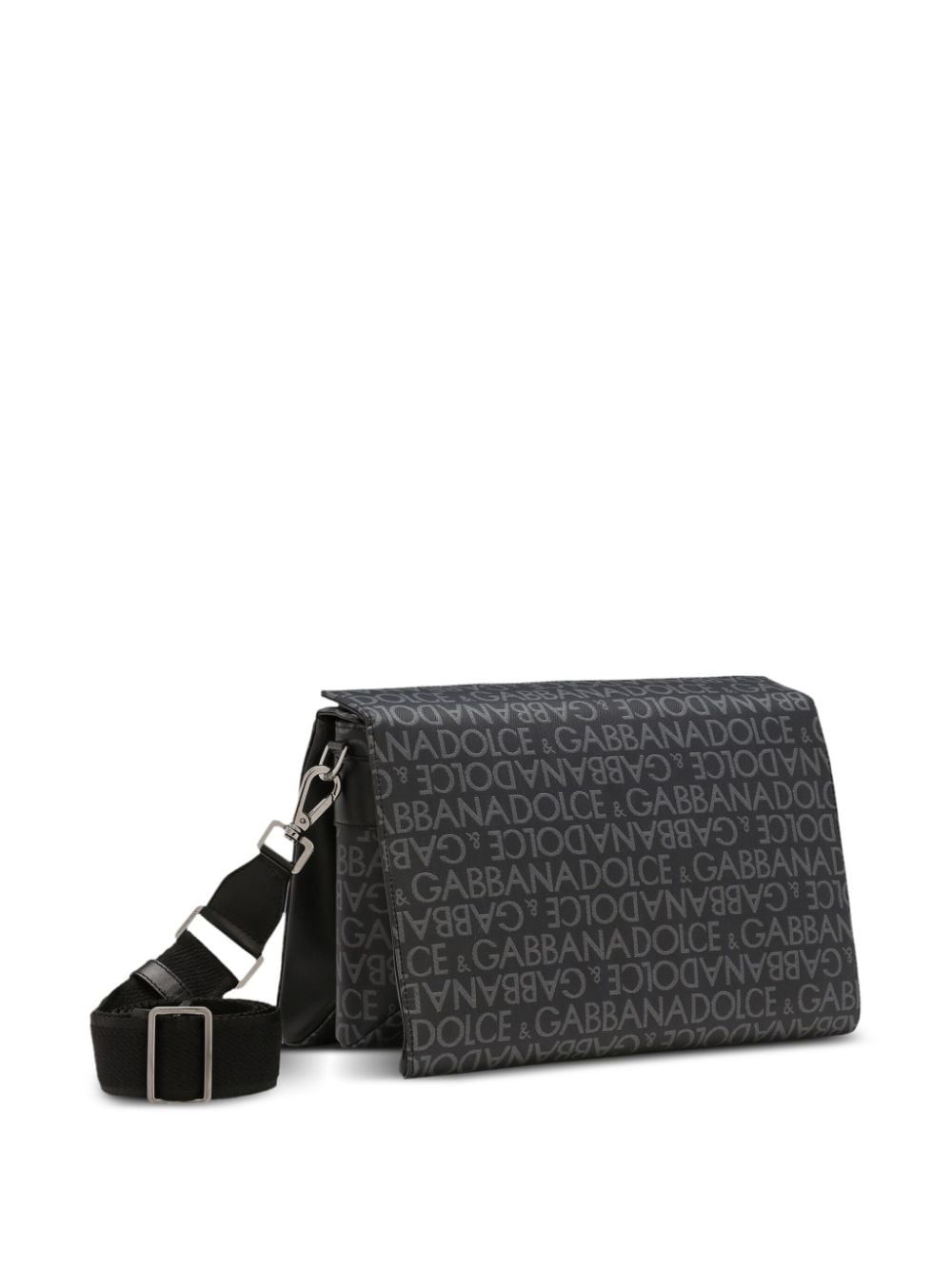 Shop Dolce & Gabbana Logo-print Leather Shoulder Bag In Black