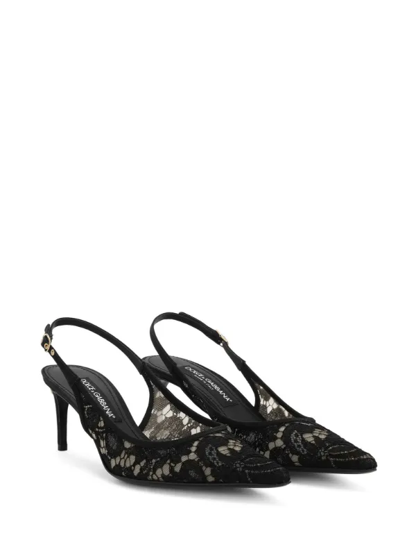 Dolce & Gabbana 60mm Lace Slingback Pumps | Black | FARFETCH GE