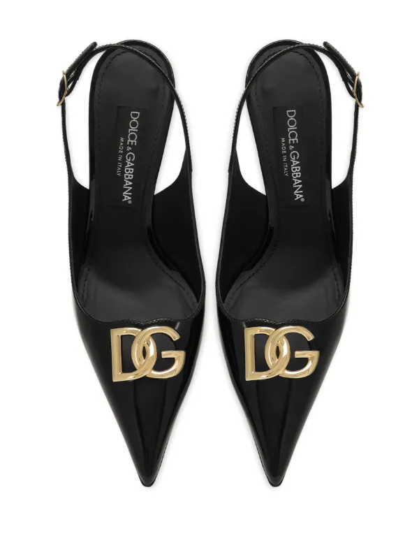 Dolce&Gabbana バッグに Dg Logo Plaque Slingback 関送無 Dolce & Gabbana logo-plaque Heeled Slingback Pumps | Black
