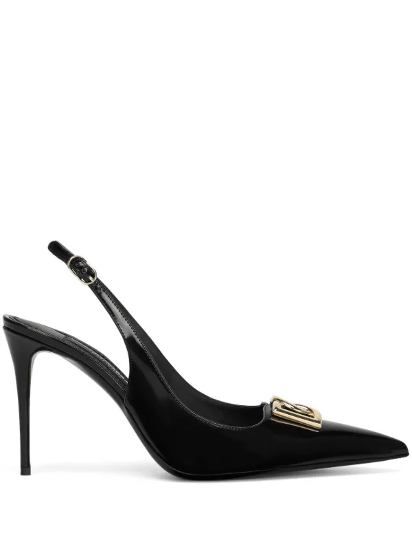 Dolce&Gabbana バッグに Dg Logo Plaque Slingback 関送無 Dolce & Gabbana logo-plaque Heeled Slingback Pumps | Black