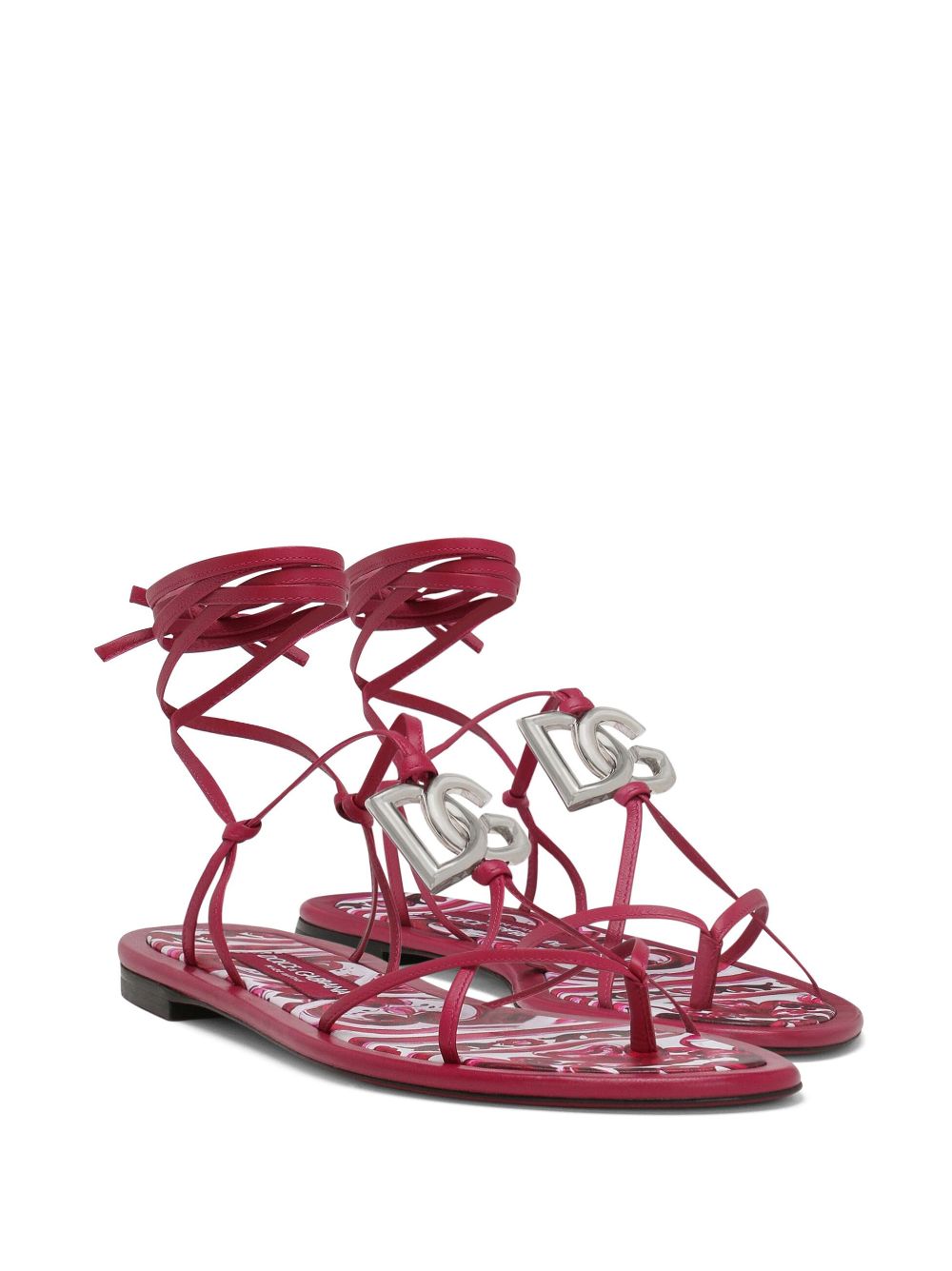Shop Dolce & Gabbana Dg-logo Strappy Sandals In Red
