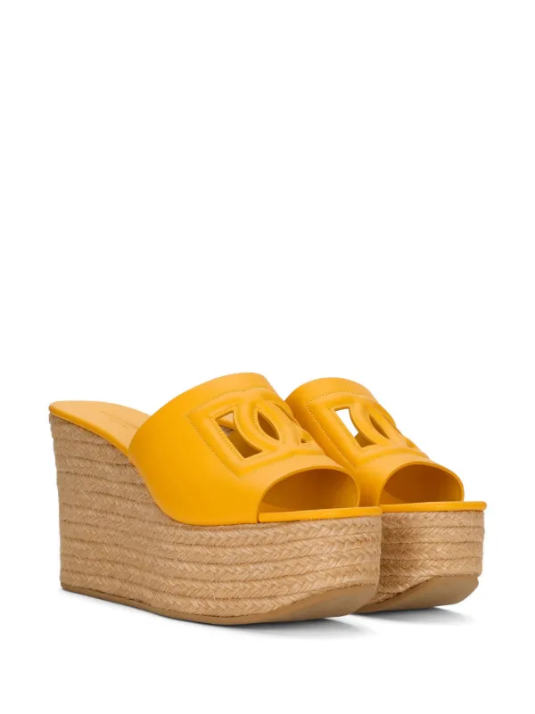 サンダル・ミュール DOLCE&GABBANA MAIOLICA PATTERN ESPADRILLES SLIDES Dolce & Gabbana 110mm Cut out-detail Espadrilles | Yellow