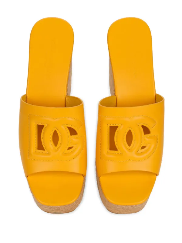 DOLCE＆GABBANA オープントゥミュール Dolce & Gabbana 110mm Cut out-detail Espadrilles | Yellow