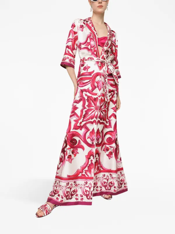 Dolce & Gabbana Majolica-print Twill Shirt Dress | Pink