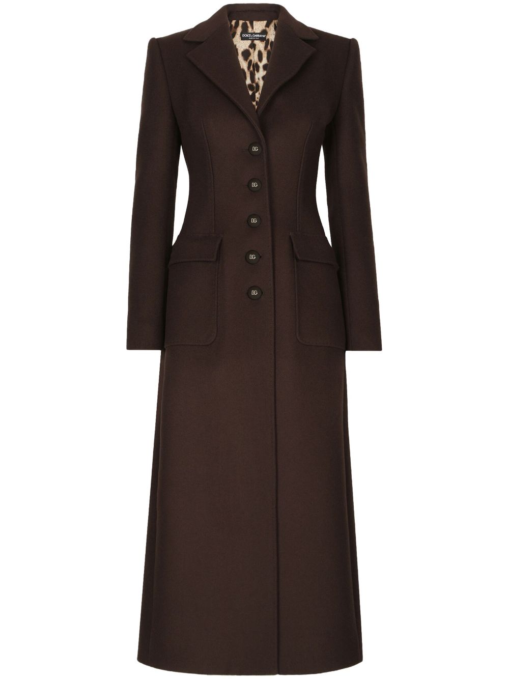 Shop Dolce & Gabbana Single-breasted Long Coat In Brown