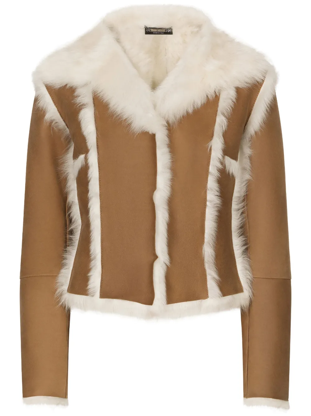 Shop Dolce & Gabbana Seam-detail Lambskin Jacket In Neutrals