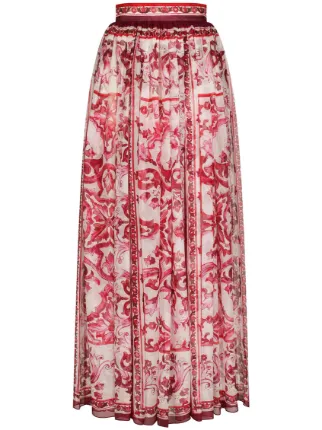 スカート Dolce & Gabbana 'Maiolica' print silk skirt DOLCE&GABBANA Maiolica printed silk-blend crepe de chine