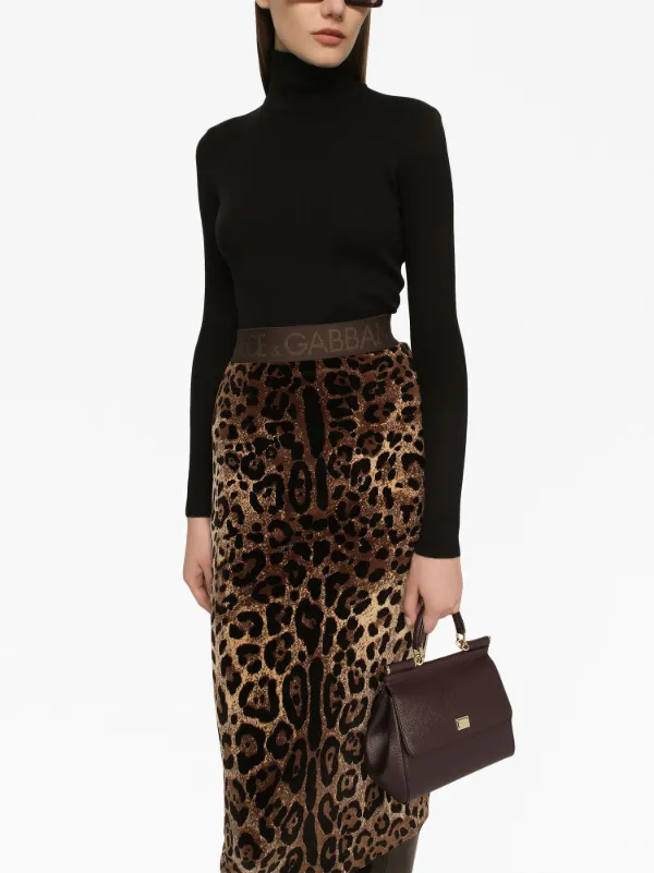 Dolce gabbana shop leopard midi skirt