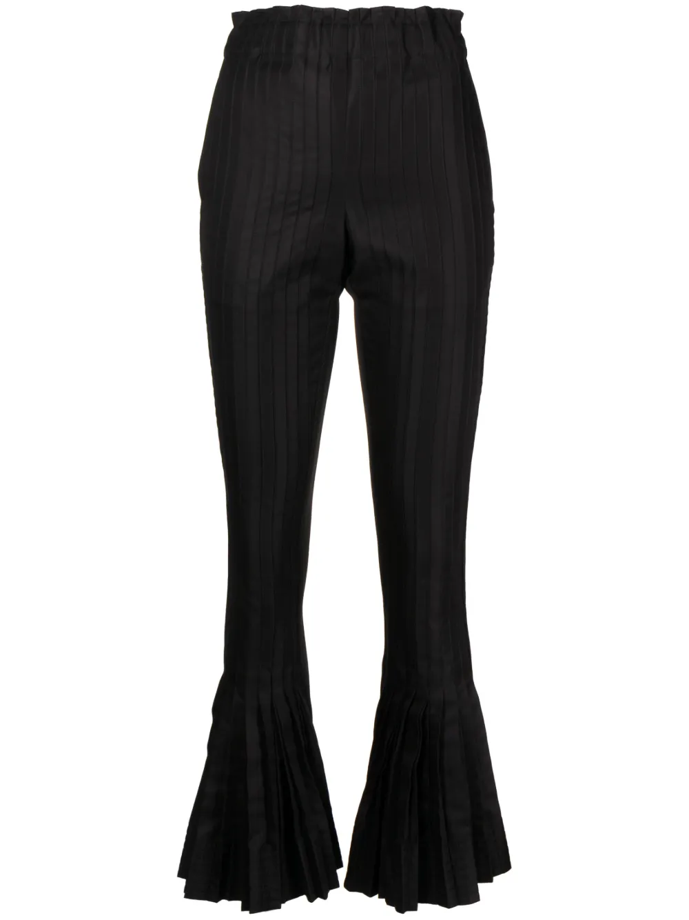 Sacai High Waist Denim & Knit Flare Leg Pants In 黑色